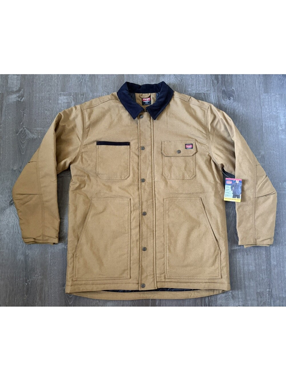 Wrangler Workwear Mens  XL Duck Quilted Lined Shirt Jacket Tan NEW
